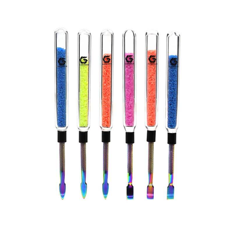 Glass House Quicksand Pointed Scooper Rainbow Metal Dab Tool (SGD-003) | 3 Pack product image